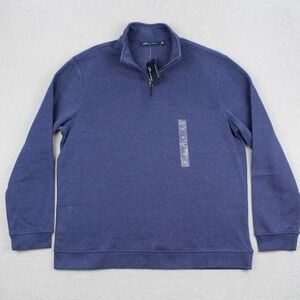 John Ashford 1/4 Zip Pullover Mens Size XL Blue Cotton Polyester Sweater NEW